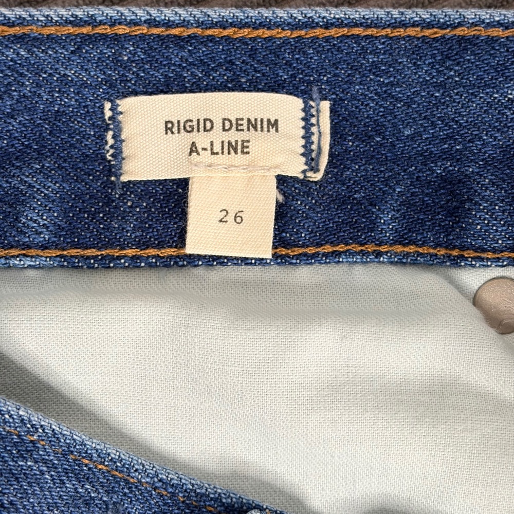 Madewell Rigid Denim A-Line Skirt Women 26 Blue Cotton Raw Hem NWT M2227 - Picture 4 of 12